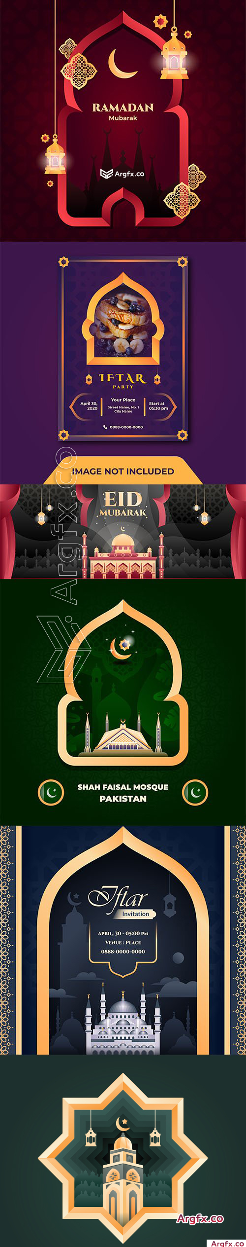 Beautiful Islamic Greeting Card Set